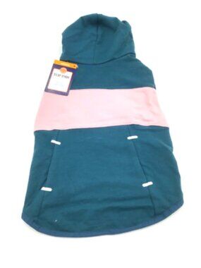 NWT TOP PAW GREEN PINK STRIPE DOG HOODIE SZ MEDIUM